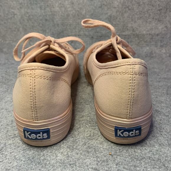 KEDS Sneakers 8.5 TRIPLE KICK SHIMMER PLATFORM Metallic Blush Pink Canvas - Picture 7 of 12